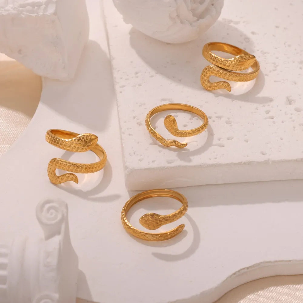 Gold Tone Coiled Snake Bypass Ring