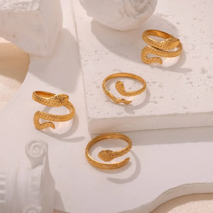 Gold Tone Coiled Snake Bypass Ring