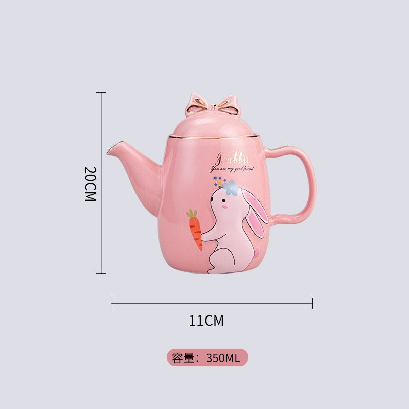 Cute Cartoon Rabbit Ceramic Spice Jar Set - 3 Pieces with Tray