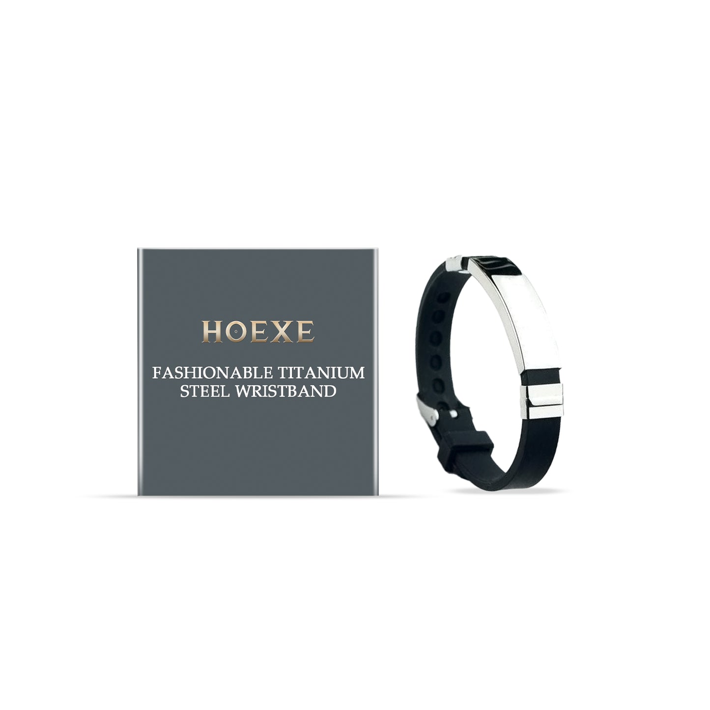 Minimalist Unisex Black Strap & Titanium Steel ID Bracelet