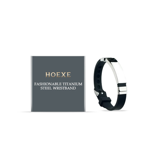 Minimalist Unisex Black Strap & Titanium Steel ID Bracelet