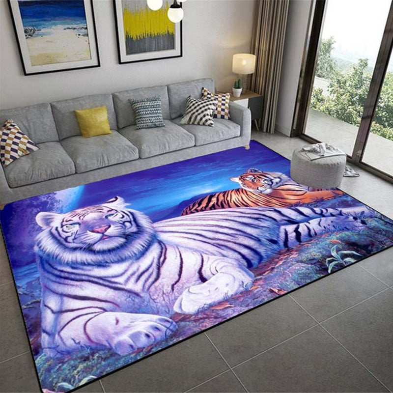 Luxury 3D Realistic Tiger Print Carpet – Large Three-Dimensional Animal Pattern Area Rug for Living Room