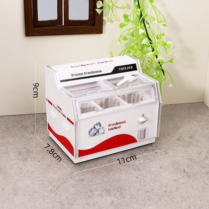 Miniature Fridge Magnet Toy - Dollhouse Ice Cream Cabinet Simulation Model