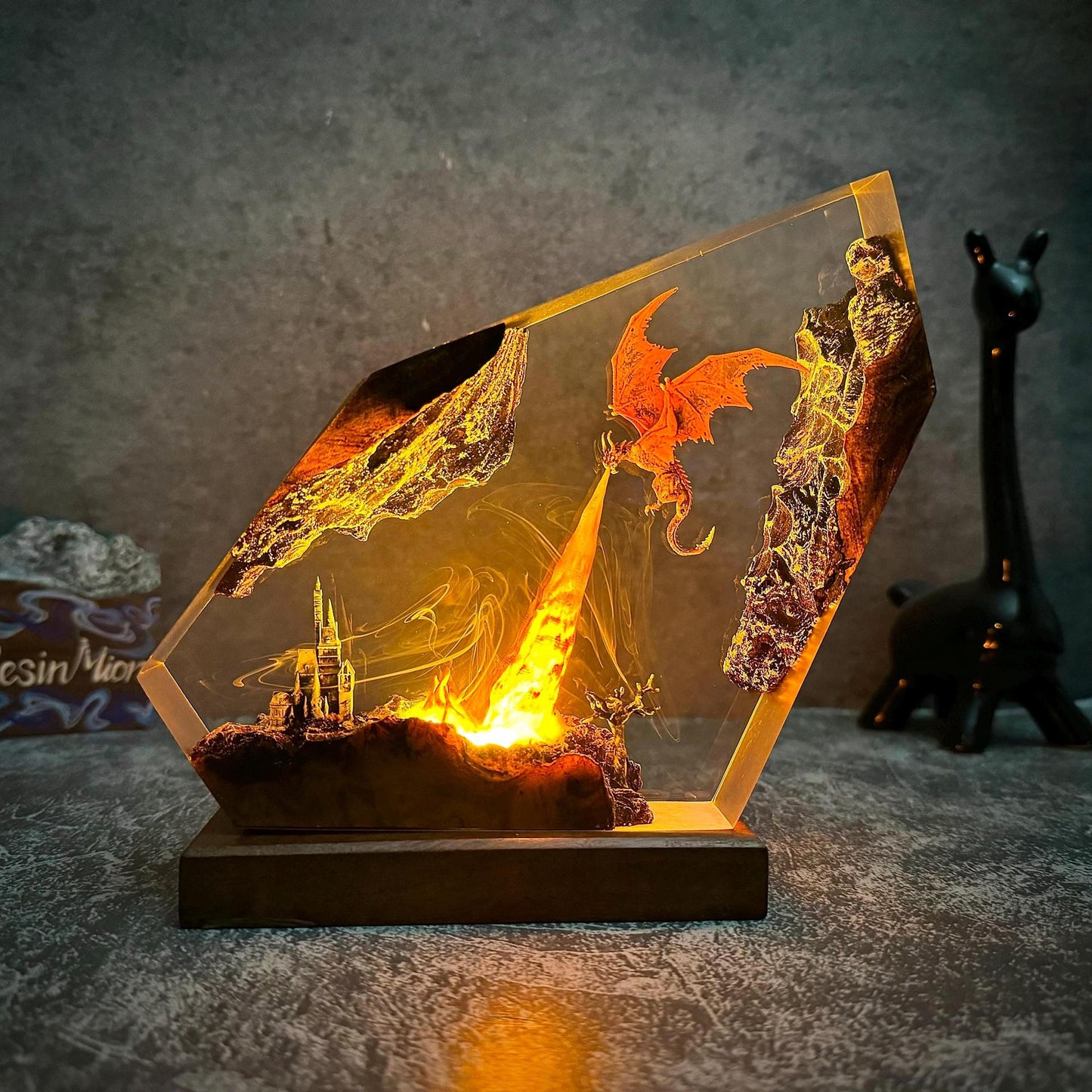 Epic Dragon Battle Resin Lamp | Unique 3D Movie Model Home Decor Gift