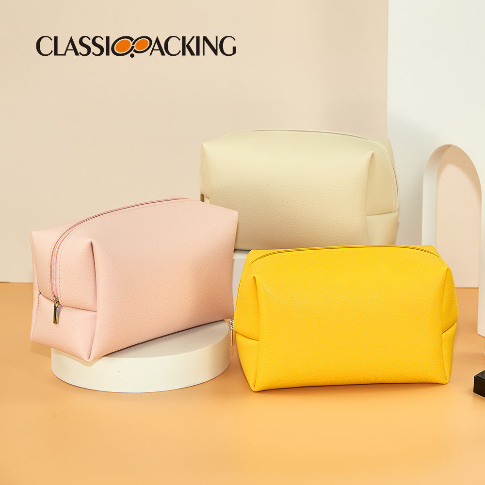Simple Solid Color Zipper Wash Storage Bag – Square Waterproof Finishing Bag