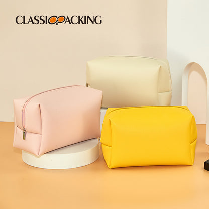 Simple Solid Color Zipper Wash Storage Bag – Square Waterproof Finishing Bag