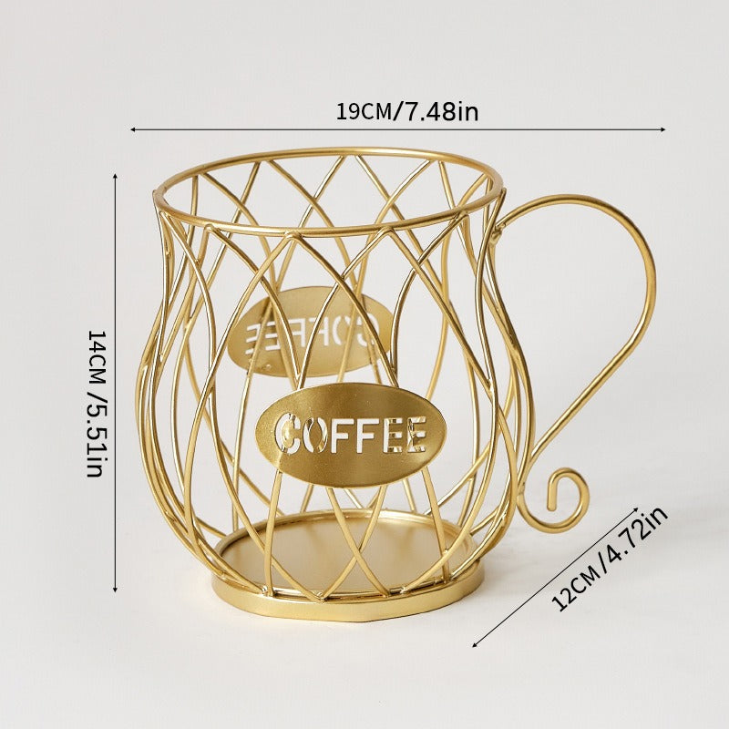Elegant Mug-Shaped Coffee Pod Holder - Large Capacity Metal Capsule Organizer