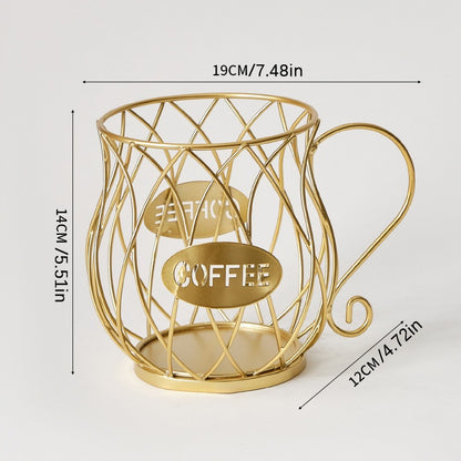 Elegant Mug-Shaped Coffee Pod Holder - Large Capacity Metal Capsule Organizer