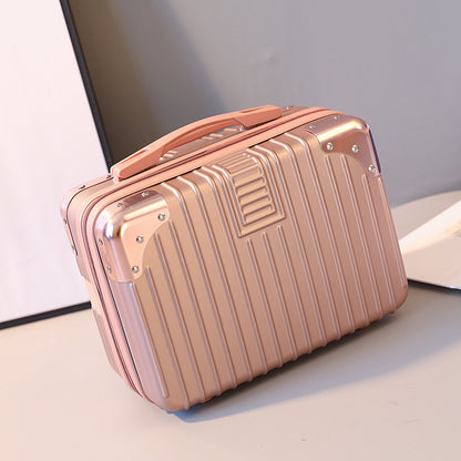 Vintage Luggage Mini Makeup Case | 14-Inch Small Storage Lock Box