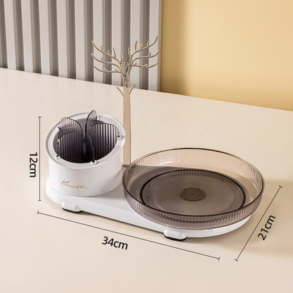 360° Rotating Cosmetic Organizer & Jewelry Display Stand – All-in-One Luxury Makeup Storage Box