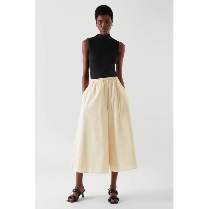 Women's 100% Cotton Wide Leg Pants - Breathable Loose Fit Summer Trousers