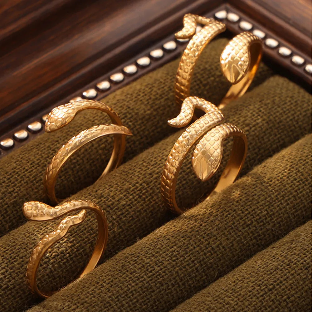 Gold Tone Coiled Snake Bypass Ring