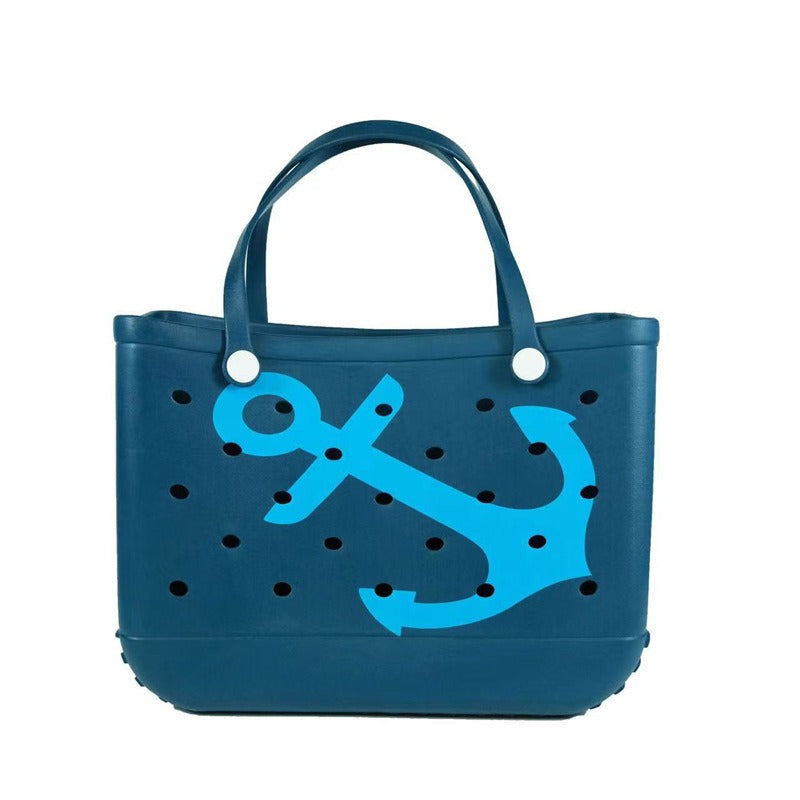 Printed EVA Beach Storage Bag - Waterproof Outdoor Basket & Handbag with Cow Print