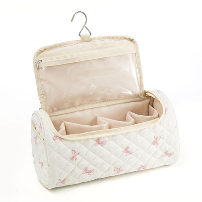 Quilted Floral Makeup Storage Bag - Large Capacity Vintage Cosmetic Travel Case