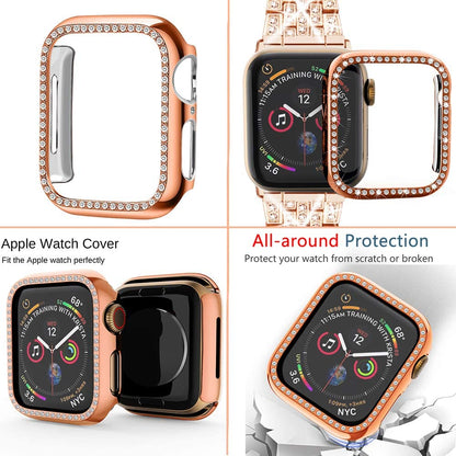 Women's Bling Rhinestone Band for iWatch Series 8 7 6 SE 5 3 - Elegant Metal Bracelet 40mm 41mm 44mm 45mm