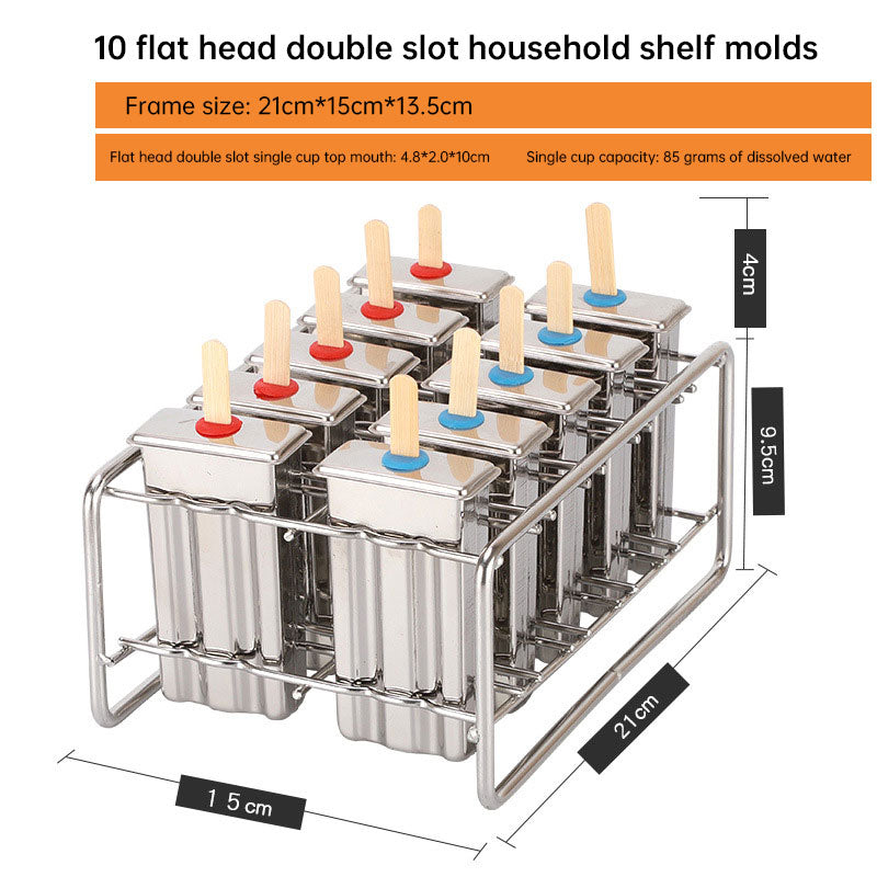 Household 304 Stainless Steel Ice Cream Popsicle Mold Set with Rack