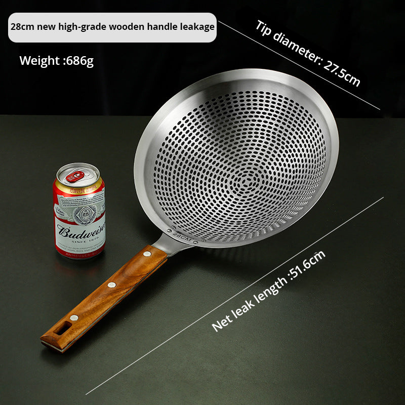 Large Stainless Steel Spider Strainer Skimmer with Wooden Handle for Frying and Cooking