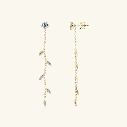 Elegant Moissanite Cascade Leaf Drop Earrings