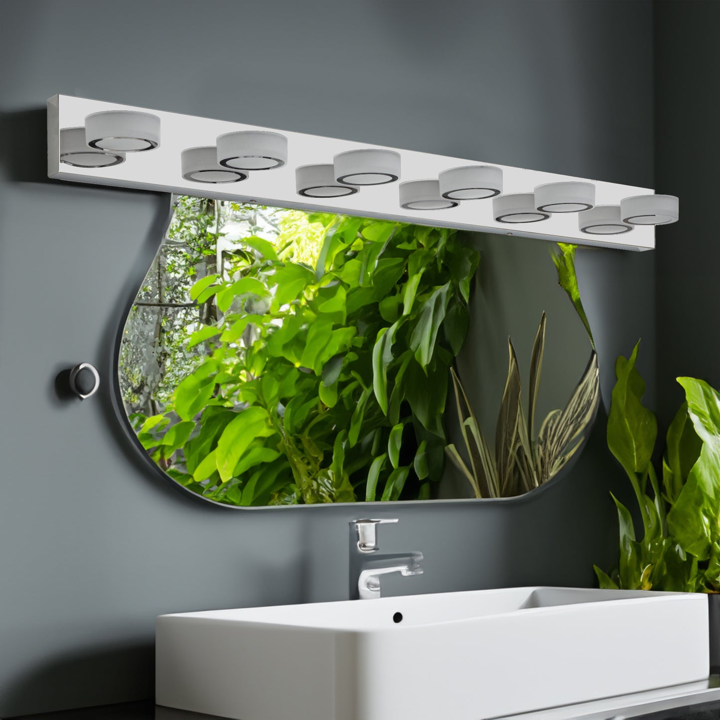 Modern Chrome 6-Light LED Vanity Fixture - Sleek Over-Mirror Bathroom Wall Lighting