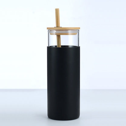 High Borosilicate Glass Tumbler with Bamboo Lid and Silicone Sleeve