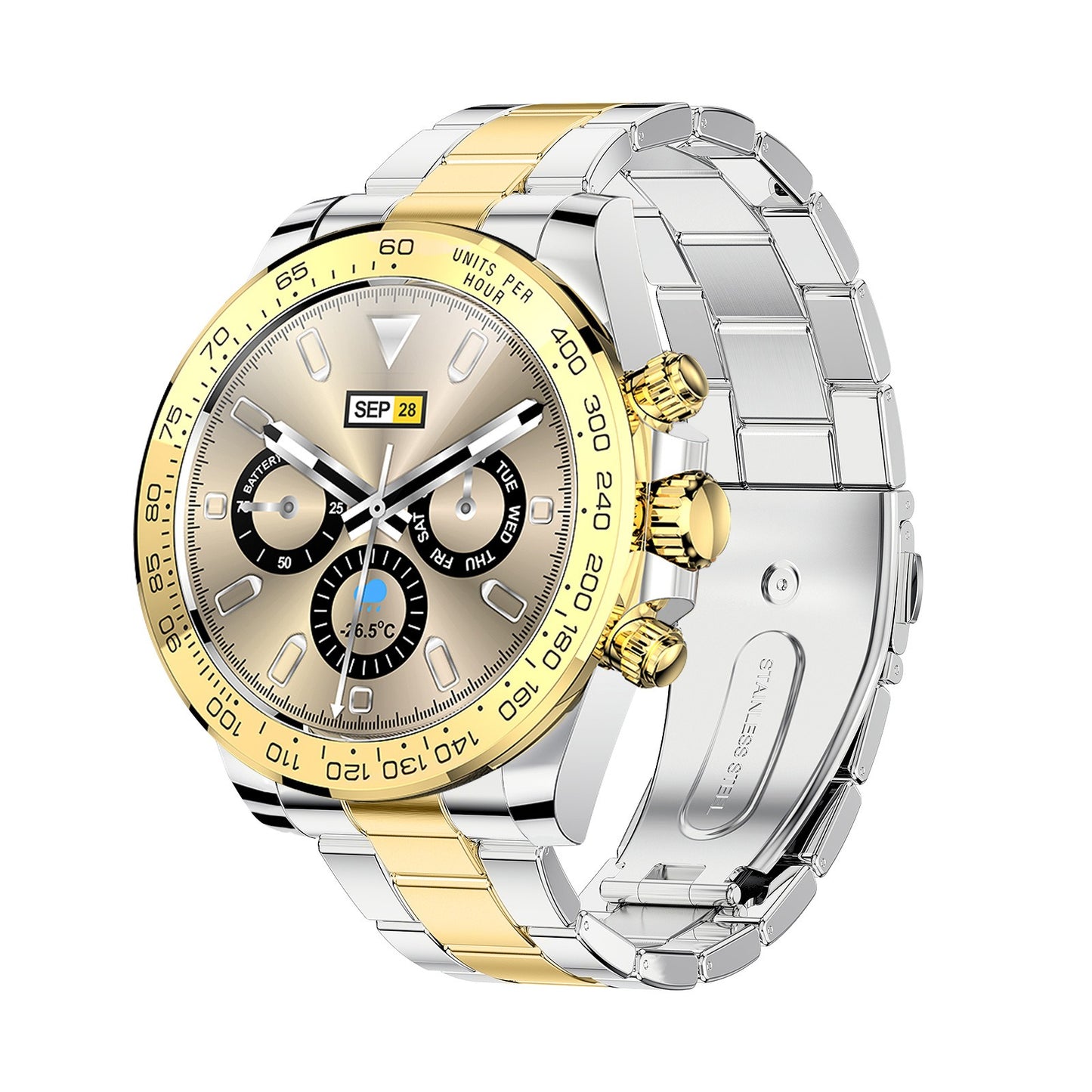 Luxury Metallic Smart Watch with Bluetooth Calling & Heart Rate Tracker