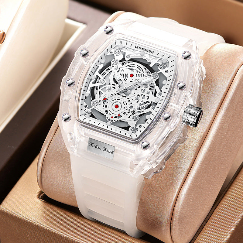Luxury Fashion Transparent Men's Watch - Luxury Tonneau Quartz Sports Watch