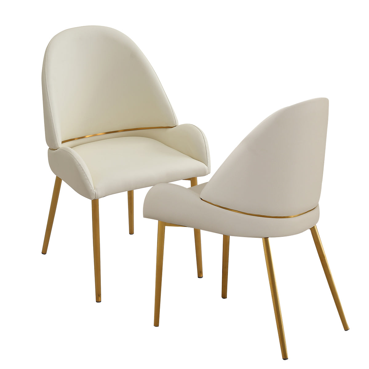 Modern PU Leather Dining Chair with Gold Metal Legs – Ergonomic Padded Seat for Home & Office (Set of 2)