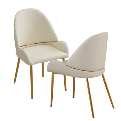 Modern PU Leather Dining Chair with Gold Metal Legs – Ergonomic Padded Seat for Home & Office (Set of 2)