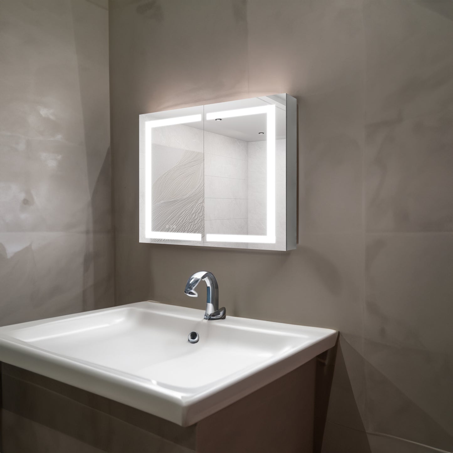 36 x 30 Inch LED Medicine Cabinet with Dimmable Anti-Fog Vanity Mirror