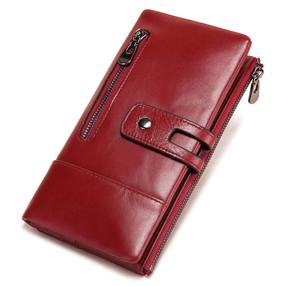 Fashion Ladies Wallets Leather Casual Long Phone Bags First Layer Leathern