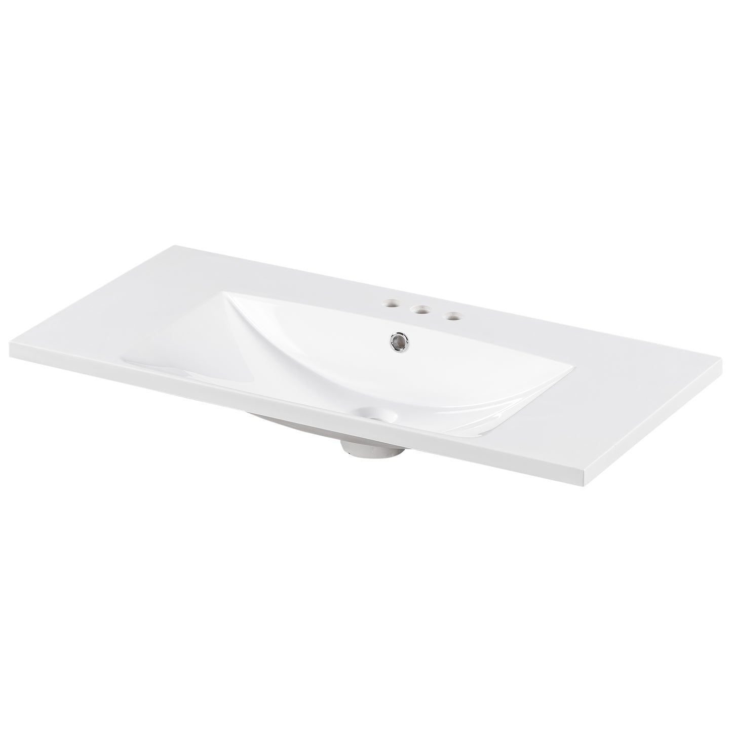 36-Inch Luxury Modern Resin Bathroom Sink – Sleek Minimalist Vanity Top with Overflow Hole (Sink Only)