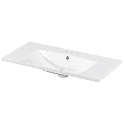36-Inch Luxury Modern Resin Bathroom Sink – Sleek Minimalist Vanity Top with Overflow Hole (Sink Only)