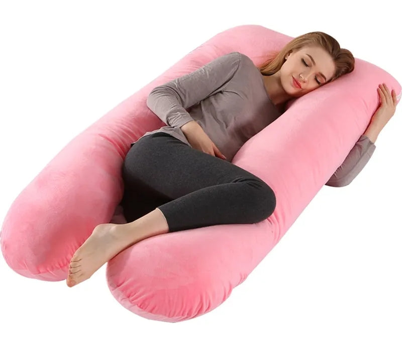 Multifunctional U-Shaped Full Body Pregnancy Pillow for Side Sleeping & Nursing Support
