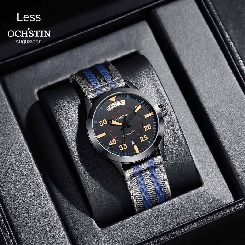 Luxury Automatic Men's Watch - Water-Resistant Mechanical Wristwatch with Nylon Strap