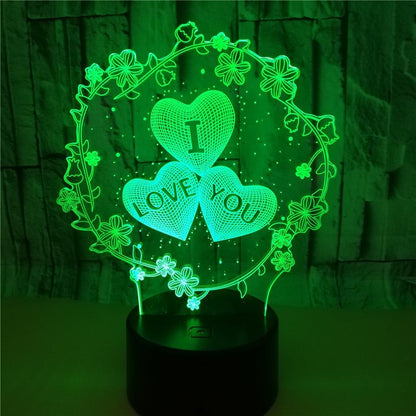 Romantic 3D Heart "I LOVE YOU" LED Lamp – Multi-Color Touch Sensor Night Light for Anniversary & Valentine's Gift