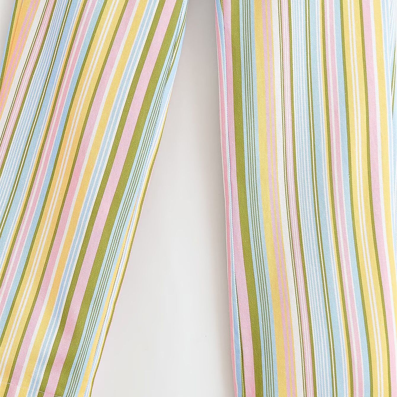 Retro Multicolor Striped High-Waisted Casual Trousers