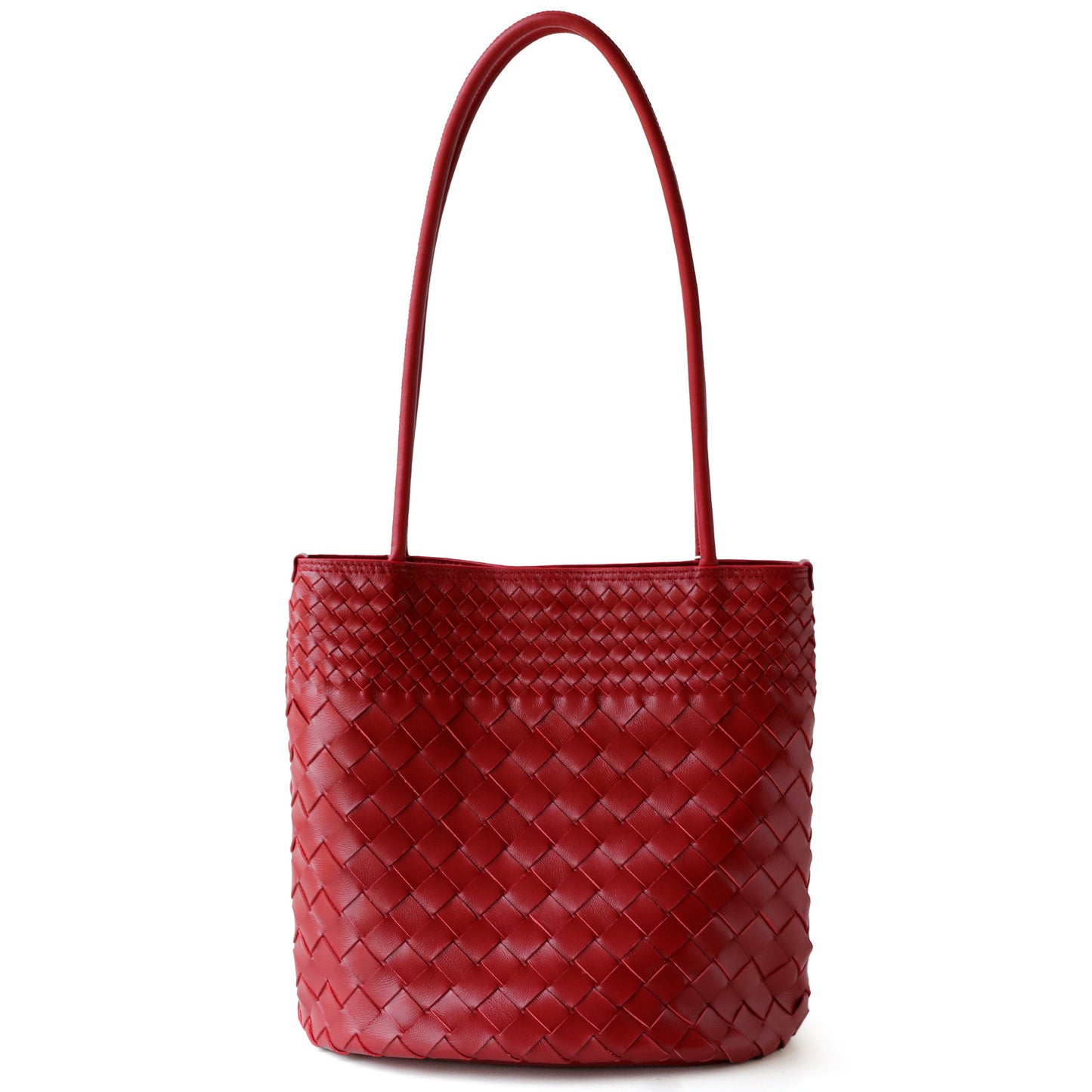 Elegant Woven Leather Bucket Bag for Women - Retro Single Shoulder Tote & Handbag