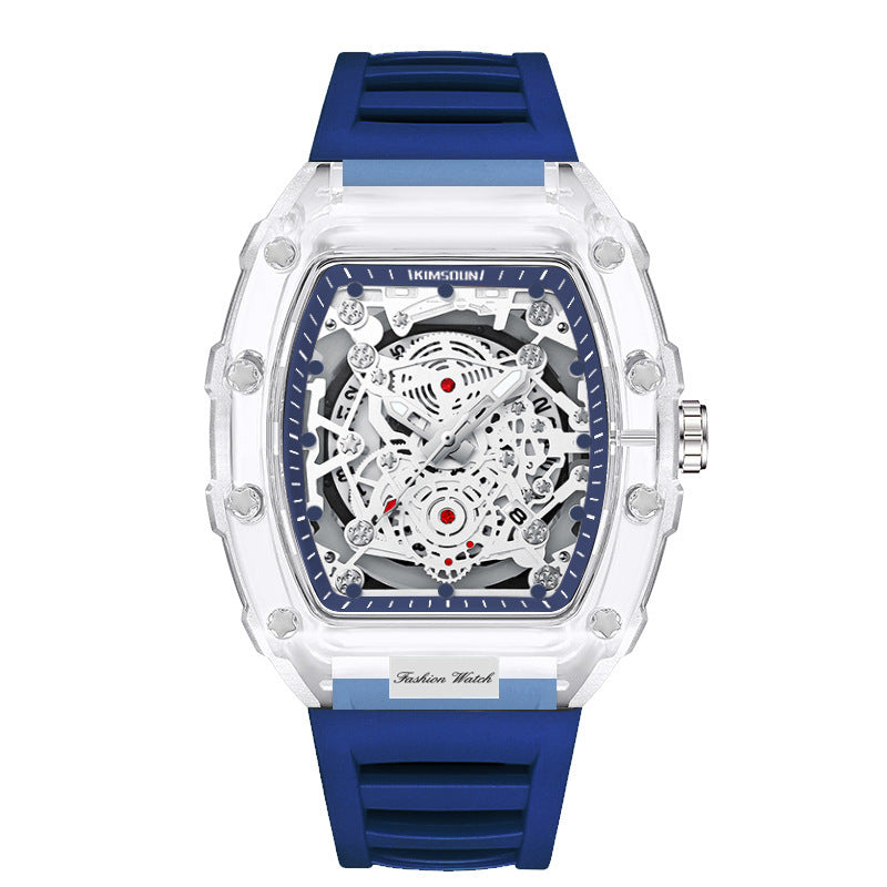 Luxury Fashion Transparent Men's Watch - Luxury Tonneau Quartz Sports Watch