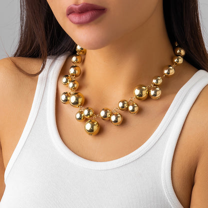 Statement Chunky Faux Pearl Necklace & Bracelet Set