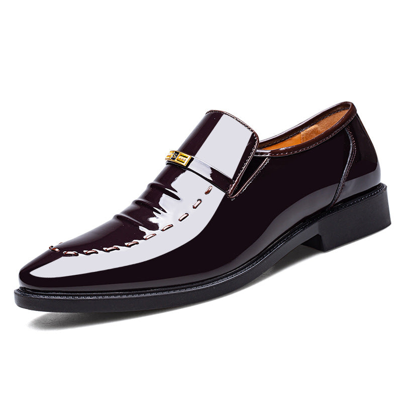 Men's Korean Style Business Formal Shoes - Glossy Low Cut Leather Dress Shoes