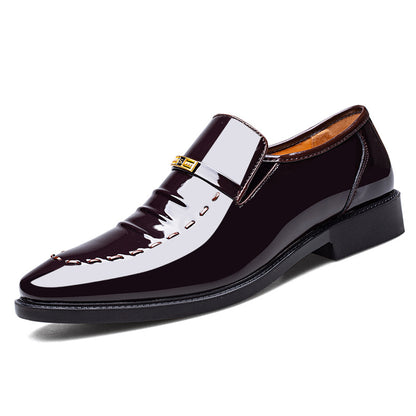 Men's Korean Style Business Formal Shoes - Glossy Low Cut Leather Dress Shoes