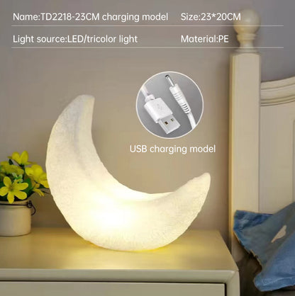 Enchanting Crescent Moon Night Light – Aesthetic Resin Table Lamp for Cozy Bedroom Decor