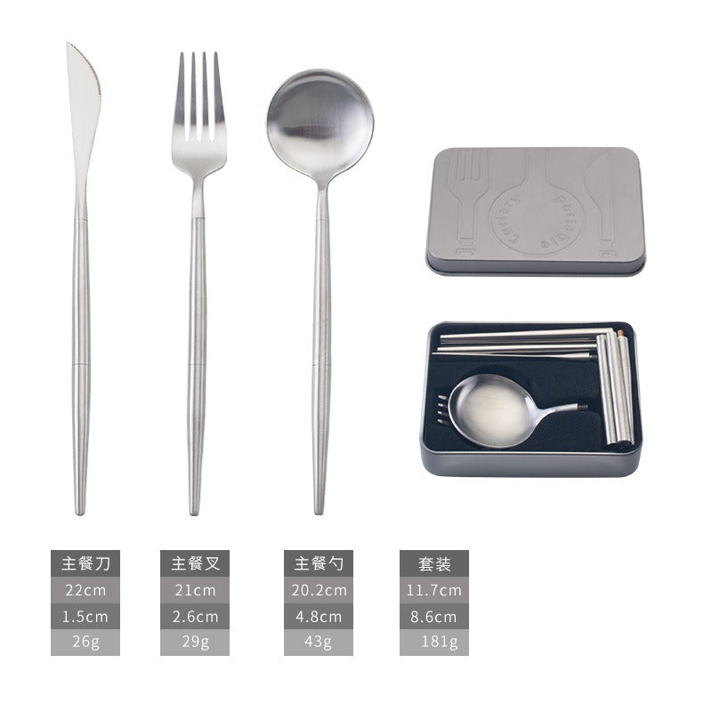 Portable 304 Stainless Steel Cutlery Set - Luxury Folding Knife, Fork, Spoon & Chopsticks