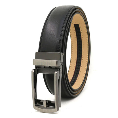 Men's Automatic Buckle Ratchet Belt | Premium Two-Layer Cowhide Leather Click Belt