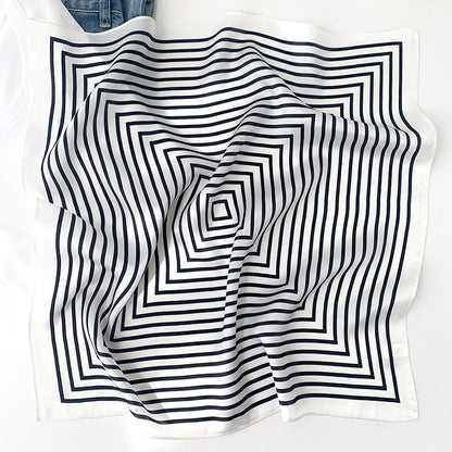 Luxury Striped Mulberry Silk Scarf - Elegant Professional Necktie & Square Head Wrap