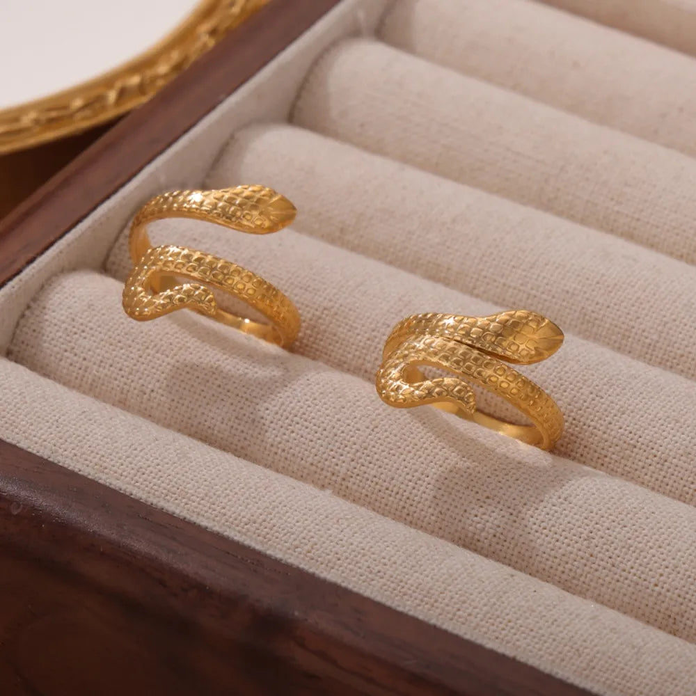 Gold Tone Coiled Snake Bypass Ring