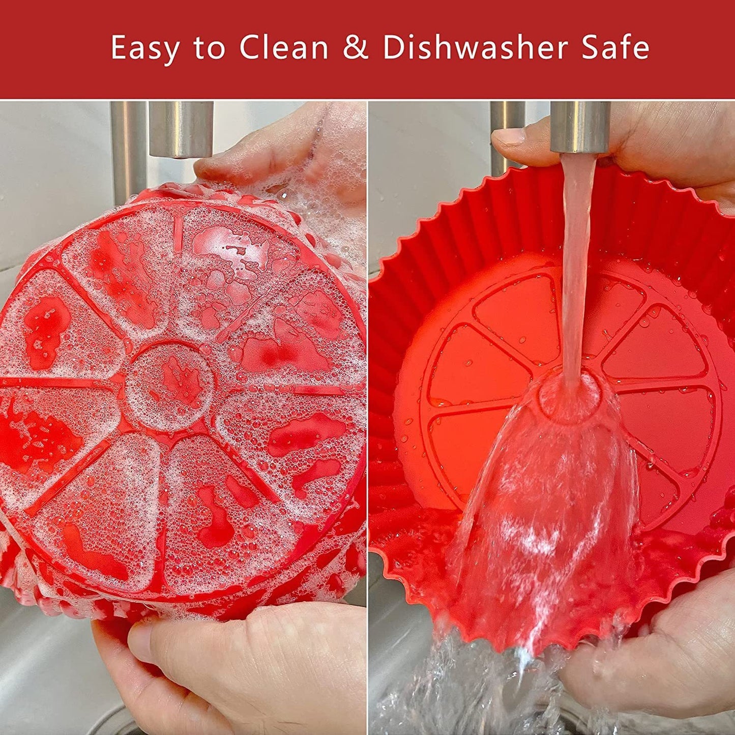 Reusable Foldable Air Fryer Silicone Pot - Heat-Resistant Non-Stick Baking Tray for Air Fryer