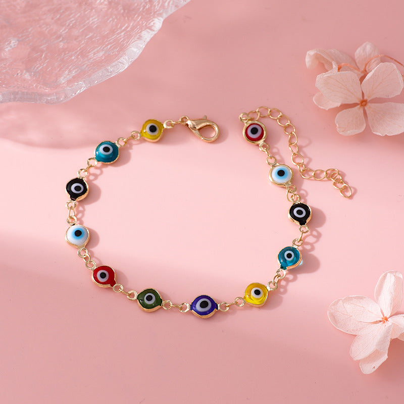 Trendy Women's Gold Chain Evil Eye Bracelet (Nazar Amulet Jewelry)