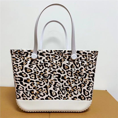 Printed EVA Beach Storage Bag - Waterproof Outdoor Basket & Handbag with Cow Print