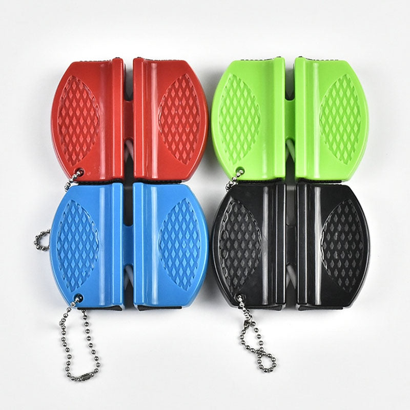 ONEUP Mini Portable Knife Sharpener - Two-Stage Tungsten & Ceramic Rod Sharpener with Butterfly Grip (Quick & Easy Sharpening)